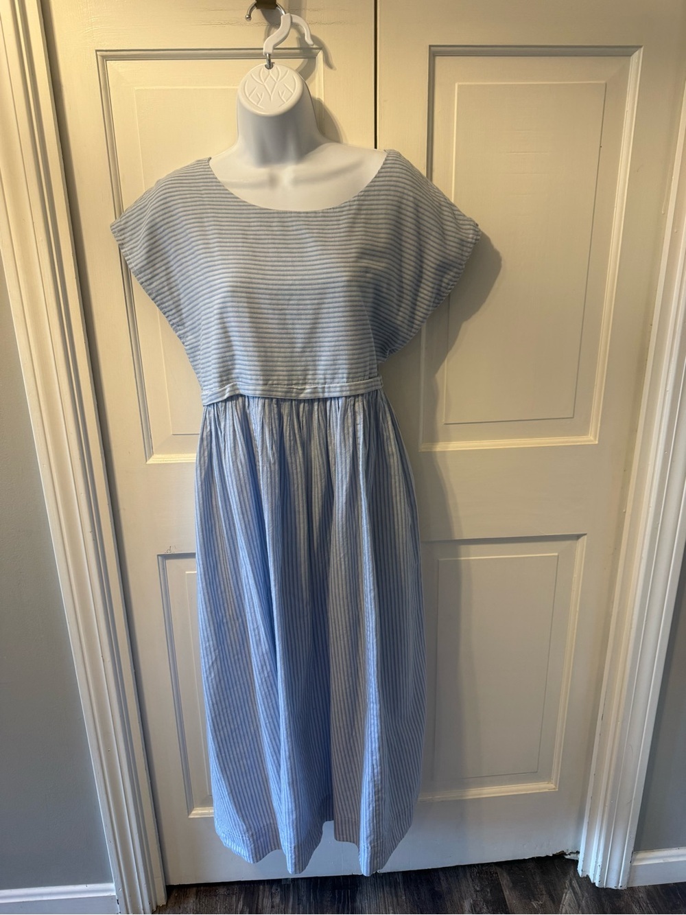 Poetry Light Blue & White Striped Casual Women’s Dress 100% Cotton